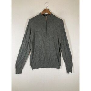 Classic Minimalist Five Four Mens Large Grey Angora Blend Quarter Zip Sweater